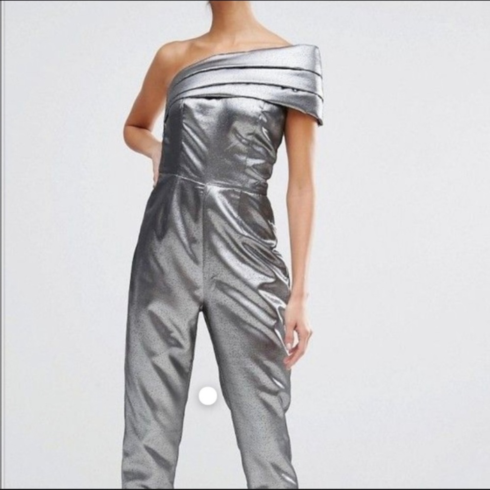 ASOS Silver One Shoulder Jumpsuit